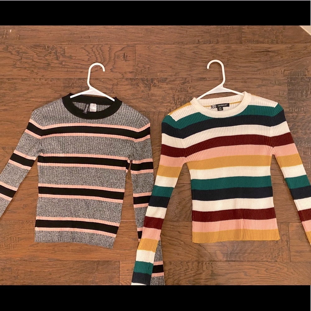 🍂2 Piece Long sleeve Cute striped Shirts💫